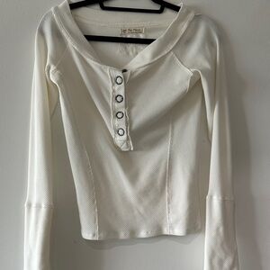 Free People White Button-Down Top
